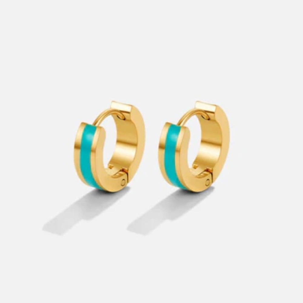 Gold and Turquoise Hoop Earrings